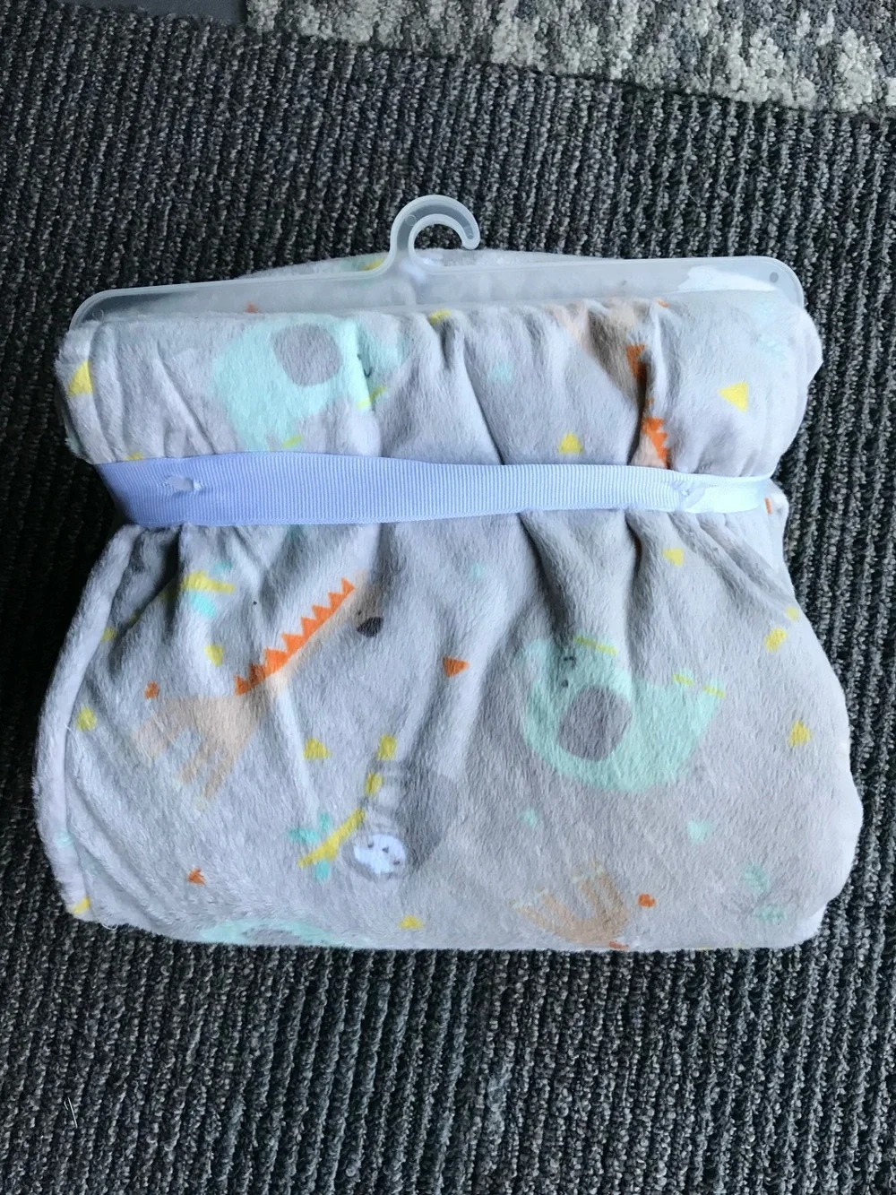 Lullaby Plush Kids Blanket - Gray with Mint Sherpa